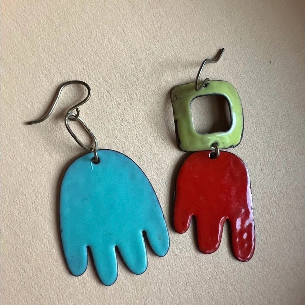 Handmade Enamel Hand Earrings